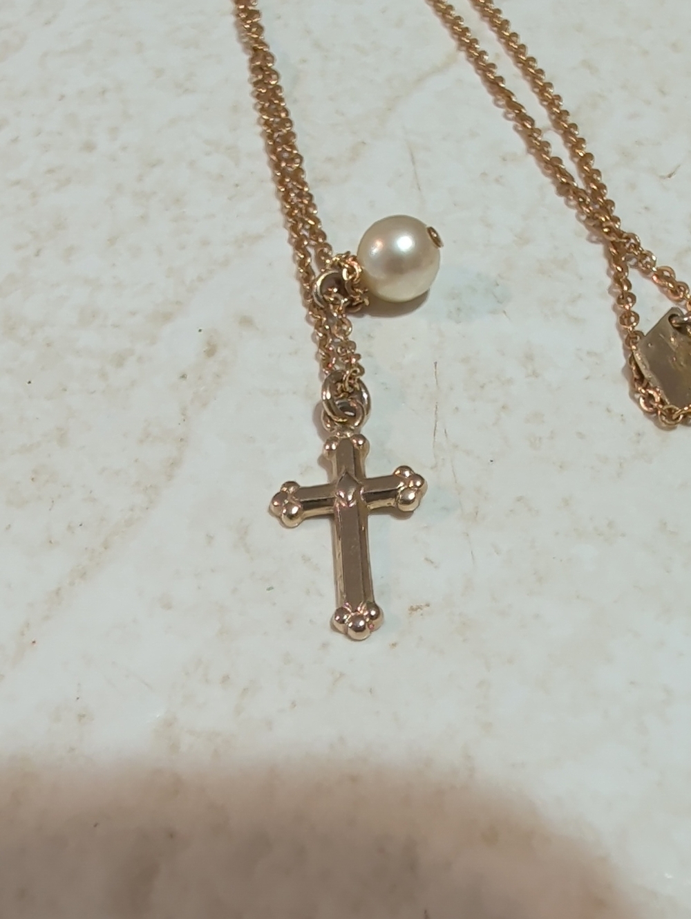 Sarah Coventry Gold-Tone Cross Necklace with Pearl Accent - Women's Jewelry
